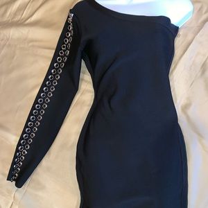Marciano bandage dress with ornate Metal sleeve